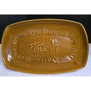 Give Us This Day Our Daily Bread Serving Plate Platter Vintage Ceramic BJ23 USA